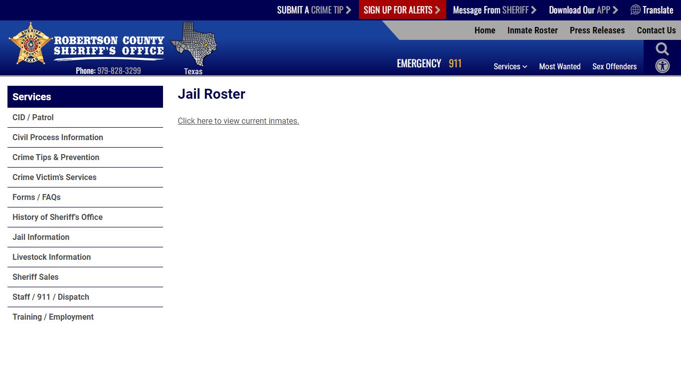 Jail Roster - Robertson County TX Sheriff
