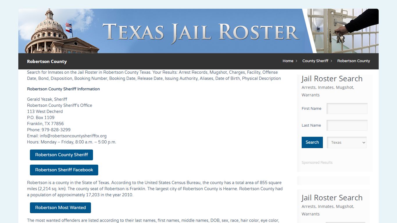 Robertson County | Jail Roster Search