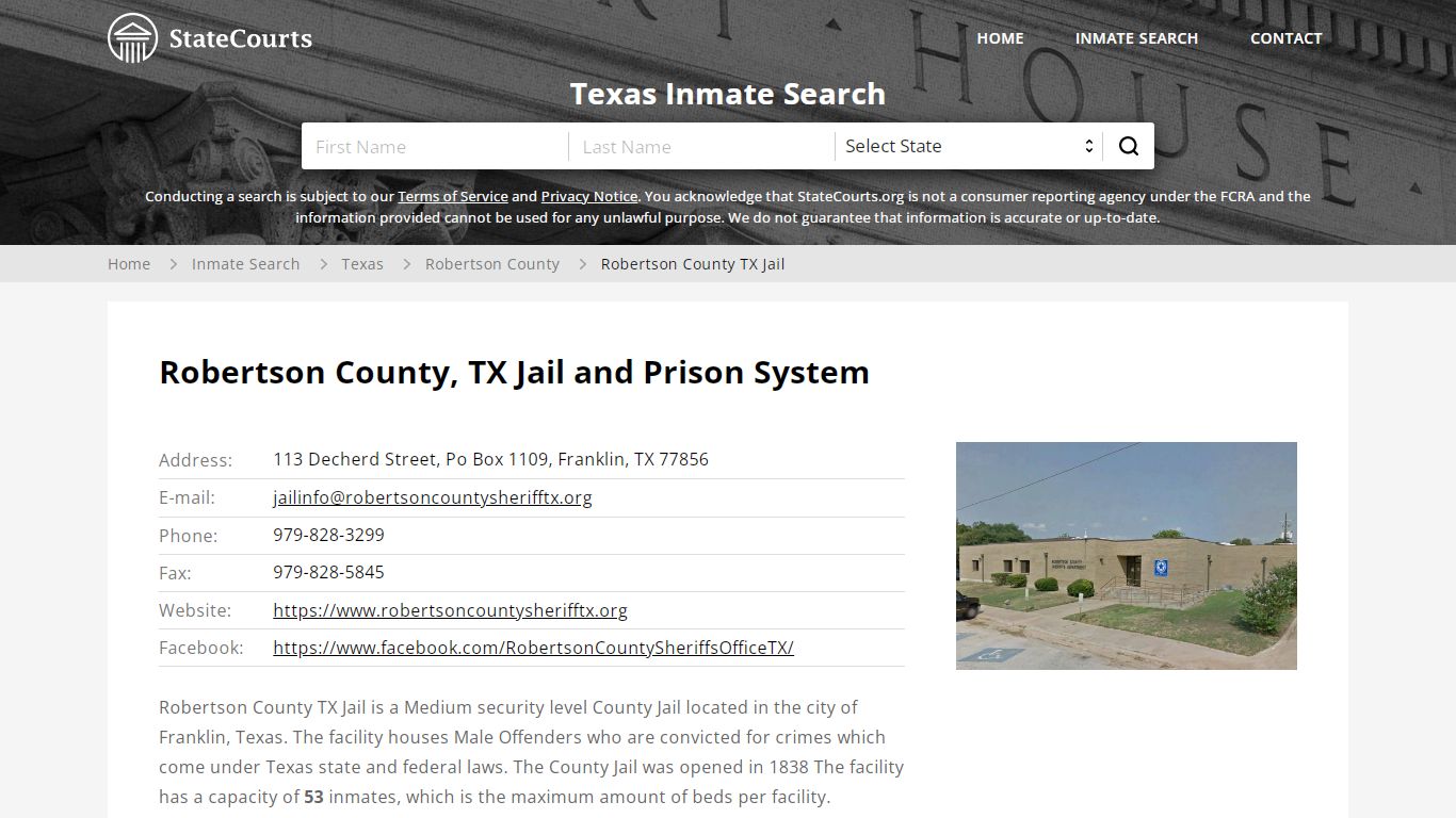 Robertson County TX Jail Inmate Records Search, Texas ...